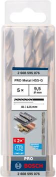HSS-G urbji metālam 9,5mm, 5gab., Urbjmašīnām/skrūvgriežiem PRO METAL HSS-G STANDARTA SPIRĀLVEIDA URBJA GARUMS, 2608595076, BOSCH (2608595076)