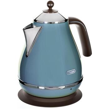 De'Longhi Чайник KBOV 2001.AZ, 2000 Вт, 1.7 л, нержавеющая сталь, 360° вращающаяся база, лазурный, защита от перегрева (KBOV2001AZ)