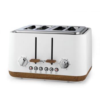 Salter Tosteris EK5823WHTVDE, 1630W, 4 maizītes, balts/koks, atkausēšana, izņemama drupaču paplāte, atkārtota sildīšana (EK5823WHTVDE)