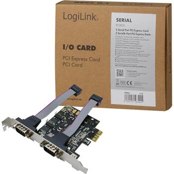 Logilink adapteris PC0031, PCIe, 2x RS-232, 1 Mbit/s, 16C550 UART, FIFO 16 B, PCIe 1.0a, Plug and Play, iekšējā (PC0031)