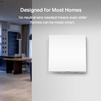 Умный выключатель света, 1-gang 1-way, TP-Link, TAPOS210, 600 W LED / 600W CFL / 1000W INC / 1000W FTL / 50 W вентилятор, 868 MHz, 0ºC~ 40ºC, CE, RoHS, UKCA (TAPOS210)