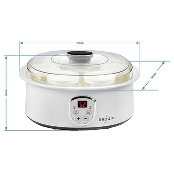 Browin Йогуртница 801015, 7 банок, 1.3 L, 20 W, 1-48 ч, 20-60 °C, сетевой шнур (801015)