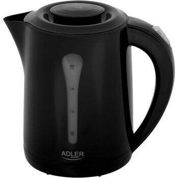 Adler Электрический чайник AD 1244b, 2,5 л, 2200 Вт, черный, пластик, 360° поворотная база, индикатор уровня воды (AD 1244b)