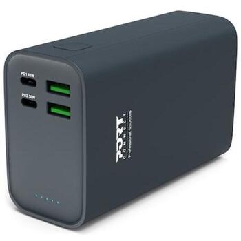 Port Connect Power Bank 907004, 26800 mAh, 99 Wh, 65 W, 5/9/12/15/20 V, 3.25 A, Li-Poly, USB-C, USB-A, синий, быстрая зарядка (907004)