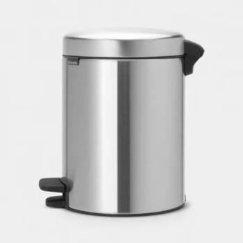 Brabantia NewIcon 112645 ведро для мусора с педалью, 5 л, матовая сталь, непроницаемое для запаха, нескользящее основание (112645)