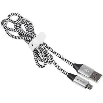 Tracer USB кабель, TRAKBK46928, 1м, USB 2.0, черный, серебристый, 2.1A, быстрая зарядка, передача данных (TRAKBK46928)