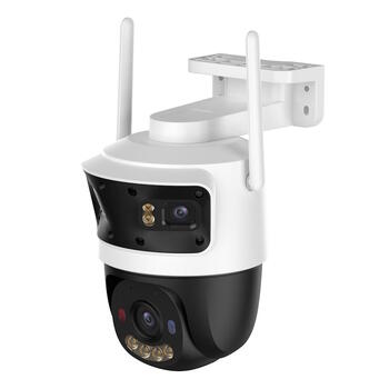 Imou IPC-S7UP-11M0WED Cruiser Triple 11 MP уличная Wi-Fi 6 IP-камера 3 объектива (2×3 MP фиксированные + 5 MP PT), 2880×1620/2304×1296, пан/наклон 0-355°/0-90°, цветное ночное видение до 30 м, двусторонний звук, AI-детекция (человек/транспорт), Dual Micro