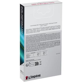 Kingston 512GB Dual USB-A/C Портативный SSD SPSD/512GB, 1050MB/s Чтение, 950MB/s Запись, 3D NAND, USB 3.2 Gen 2 (SPSD/512GB)