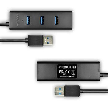 Axagon USB centrmezgls HUE-S2BL 4 USB 3.0 porti, 1.2 m kabelis, 2A uzlāde, matēts korpuss (HUE-S2BL)