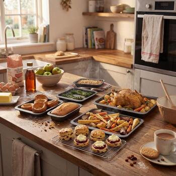 Russell Hobbs Формы для выпечки RH03903, 7 предметов, серый, нержавеющая сталь, противни, жарочные формы, решетка для охлаждения (RH03903)