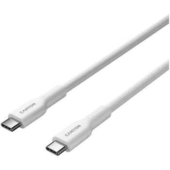 CANYON OnWire 60CL кабель USB-C для зарядки и передачи данных 60W PD плетёный 1м CND-CCAP60AB10W белый (CND-CCAP60AB10W)