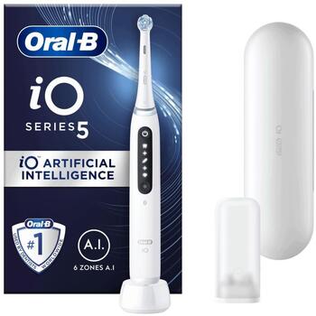 Oral-B elektriskā zobu birste iO5 Quite White, 1 galviņa, 5 režīmi, 48000 apgr/min, spiediena sensors, taimeris, Bluetooth (iO5 Quite White)