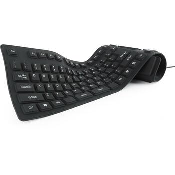 Gembird клавиатура KB-109F-B, 109 клавиш, USB + PS/2, 1.5 м кабель, черный, водонепроницаемая, пылезащитная (KB-109F-B)