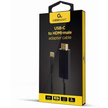Gembird USB-C uz HDMI kabelis 2m, A-CM-HDMIM-02, 4K*2K 60Hz, 2 x HDMI Type C (Mini) vīriešu savienotāji, melns (A-CM-HDMIM-02)