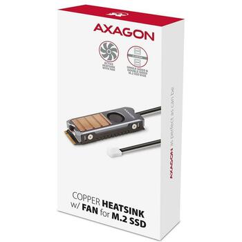 Axagon SSD охладитель M.2 CLR-M2FAN медный, 76 x 24 x 12 мм, 3 термопрокладки, крепежный материал (CLR-M2FAN)
