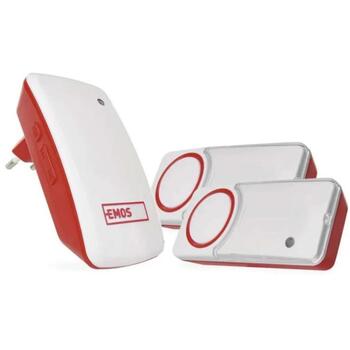 Emos Беспроводной дверной звонок P5750.2T, 1 шт., 2 кнопки, 150 м, 10 мелодий, IP44, 95 дБ, self-learning (P5750.2T)