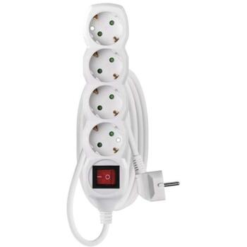 Emos Удлинитель P1421, 1,4 м, белый, 4× 2P + PE GERMAN, 3680 Вт, ПВХ, H05VV-F3G 1,0 мм2, выключатель, защита от детей (P1421)