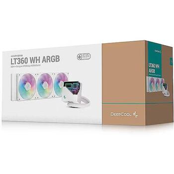 Deepcool Šķidrais CPU dzesētājs LT360 WH ARGB R-LT360-WHAMNC-G-1, 1.30 kg, 72.04 cfm, 3 ventilatori, Anti-leak Tech (R-LT360-WHAMNC-G-1)