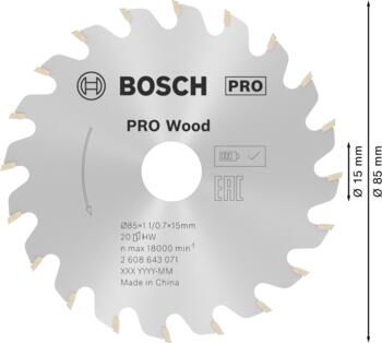 Ripzāģa disks 85x15x1.1/0.7mm, Rokas ripzāģiem PRO WOOD RIPZĀĢA ASMENS, 2608643071, BOSCH (2608643071)