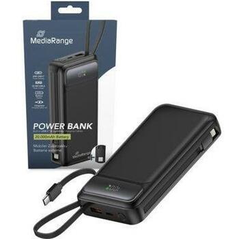 Mediarange Power Bank MRMA756, 20000mAh, 15W, 1xUSB-A, 1xUSB-C, быстрая зарядка, ЖК-дисплей (MRMA756)