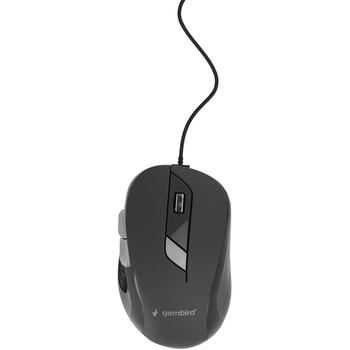 Gembird USB datorpele MUS-6B-01, 1600 DPI, 6 pogas, optiskā, kabeļa avots, melna (MUS-6B-01)