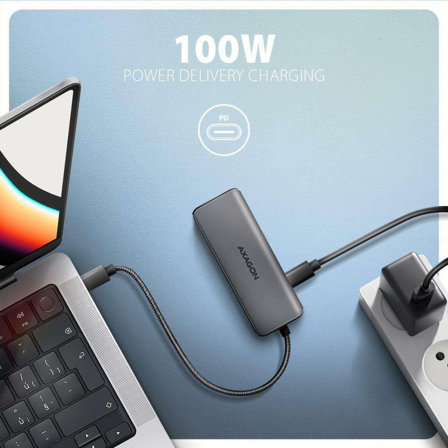 Axagon USB хаб HMC-5H8K 5in1 8K, 2x USB-A 5Gbps, 1x USB-C 5Gbps, 1x USB-C PD 100W, 1x HDMI 8K/30Hz (HMC-5H8K)