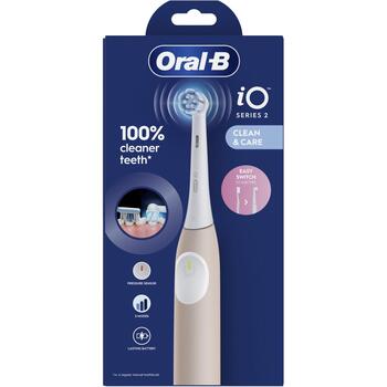 Oral-B elektriskā zobu birste iO2 Calm Pink, 1 uzgalis, 3 tīrīšanas režīmi, spiediena sensors, taimeris, Li-Ion akumulators (iO2 Calm Pink)