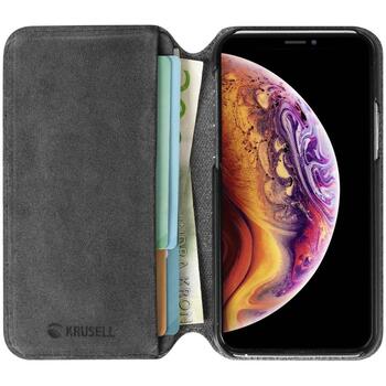Krusell Broby PhoneWallet 61755, pelēka, zamšāda, aizsardzība pret skrāpējumiem, divas kabatas, izgriezums kamerai (61755)