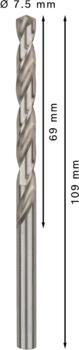 HSS-G urbji metālam 7,5mm, 10gab., Urbjmašīnām/skrūvgriežiem PRO METAL HSS-G STANDARTA SPIRĀLVEIDA URBJA GARUMS, 2608595071, BOSCH (2608595071)