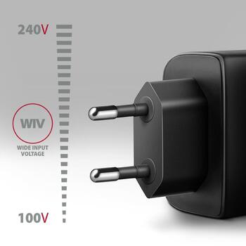 Axagon настенный зарядное устройство ACU-PQ45 45W, 2xUSB-A, 1xUSB-C, 100-240V, QC4+, PD3.0, черный, защита питания (ACU-PQ45)