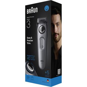 Braun Bārdas Trimmeris Series 3 BT3560, bezvadu, 40 garuma pakāpieni, 0.5-20 mm, 50 min, NiMH akumulators (BT3560)