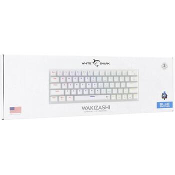 White Shark Клавиатура WAKIZASHI-2-US-W-BLUE.SW, 63 клавиши, USB, 1.5м, белый, механические синие переключатели, подсветка (WAKIZASHI-2-US-W-BLUE.SW)