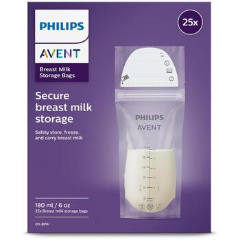 Philips Avent пакеты для хранения грудного молока SCF603/25, 25 шт., 180 мл, без BPA, предварительно стерилизованные, двухслойные (SCF603/25)