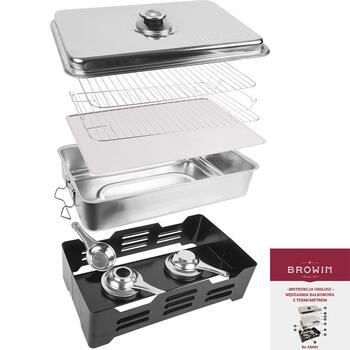 Browin 330001 коптильня с термометром, 45,5см, 27,4см, 21см, 3,192кг, нержавеющая сталь, 2 горелки (330001)