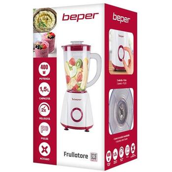 Beper Настольный блендер P102FRU501, 400 Вт, 1,5 л, 2 скорости, ножи из нержавеющей стали, противоскользящая основа (P102FRU501)
