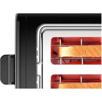 Bosch DesignLine maizīšu sildītājs TAT3P423, 970 W, 2, nerūsējošais tērauds, melns, automātiska izslēgšanās, augsts pacēlums (TAT3P423)