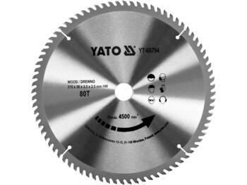 Yato zāģripa YT-60794, 315mm, 80 zobi, 30mm, 4500 min⁻¹, TCT, kokam, koka plāksnēm, plastmasai (YT-60794)