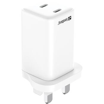 Sandberg Lādētājs 441-62, 230V AC, 2xUSB-C, 65W, 20W, 45W+18W, balts, polikarbonāts (441-62)