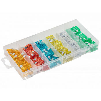 Hogert HT8G500, 120 gab. auto drošinātāju komplekts, Mini-Flat, 5-30A, krāsaini, plastmasas kasetē (HT8G500)