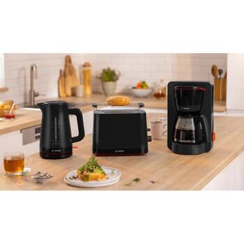 Bosch kompaktais tosteris TAT3M123, 950 W, 2 šķēles, plastmasa, melns, augsta pacelšana, automātiska izslēgšanās (TAT3M123)