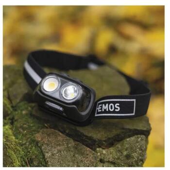 Emos COB LED Перезаряжаемый Налобный Фонарь P3542, 500lm, 130m, Li-pol 1200mAh, 7 режимов, IP44, USB-C (P3542)