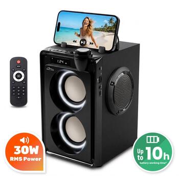 Media-Tech Pārnēsājamais skaļrunis MT3186, 30W RMS, 900W PMPO, 80-20000Hz, Bluetooth 5.3, FM radio, MP3, microSD, USB, USB-C, AUX (MT3186)
