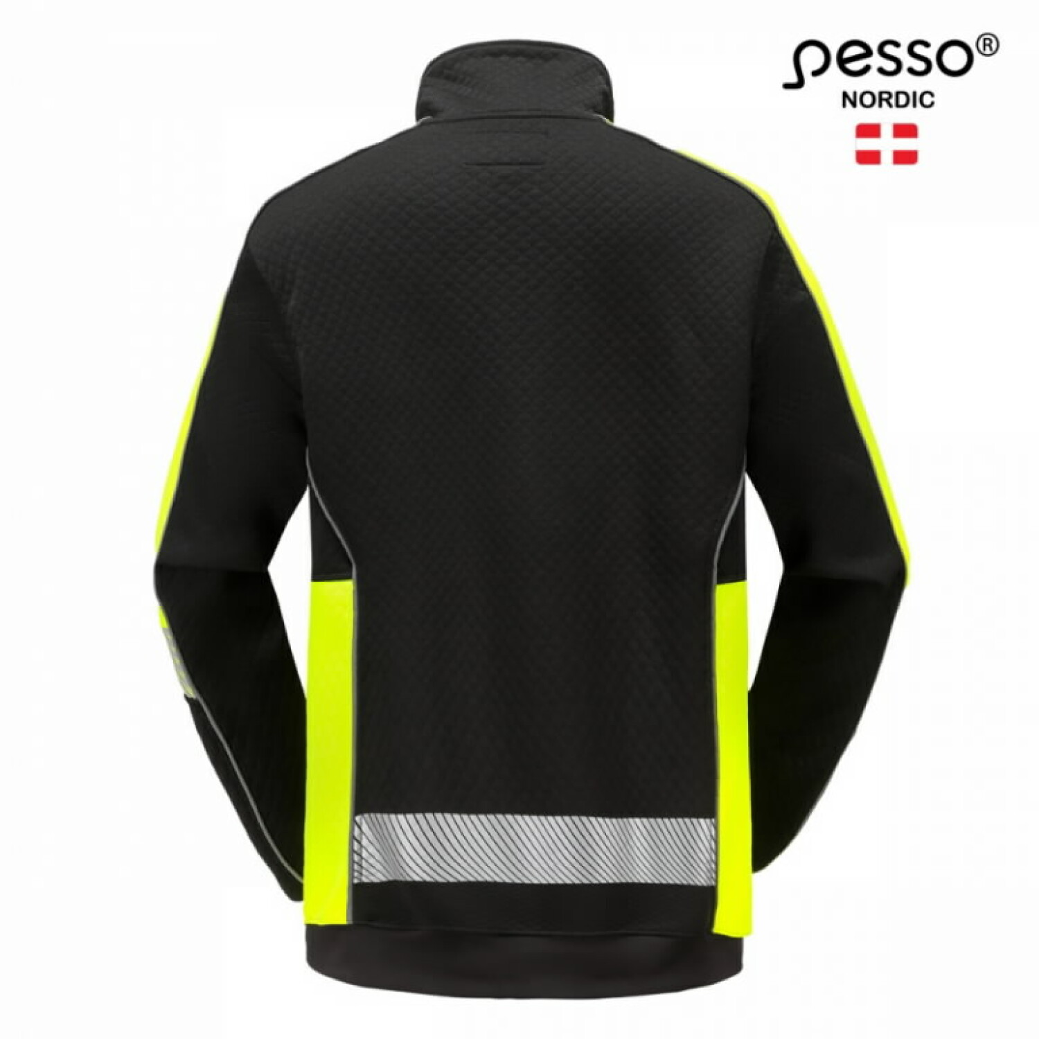 Pesso Hi-vis jaka FL06_B-XL, melna/dzeltena, XL, 100% poliesters, 155g/m², atstarotāji, rāvējslēdzējs (FL06_B-XL)