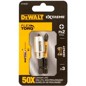 Dewalt ударная битка DT70536T-QZ 57mm PH2, 3 шт, закаленная сталь, торсионный удар, магнитная блокировка винтов (DT70536T-QZ)