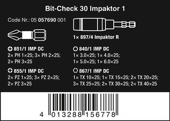Uzgaļu komplekts BC 30 Impaktor 1 (30gab.) 05057690001 WERA (05057690001)