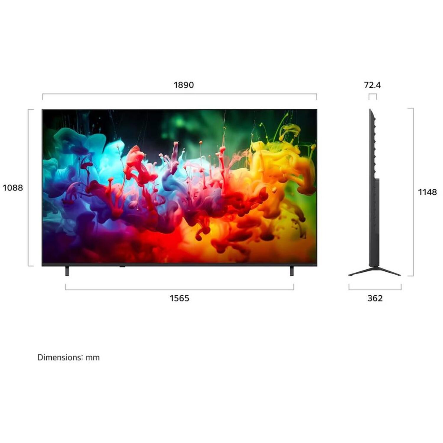 LG televizors 85QNED70B3A.AEU, 216cm, 4K UHD, Mini LED, Smart TV, webOS, 60Hz, HDR10, HLG, DVB-S2, Wi-Fi, Bluetooth, Matter (85QNED70B3A.AEU)