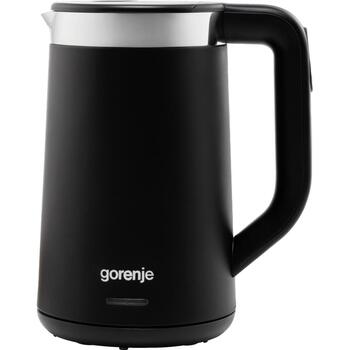 Gorenje Чайник K17TRDW, 2200 W, 1.7 L, Пластик/Металл, 360° поворотная база, Черный (K17TRDW)