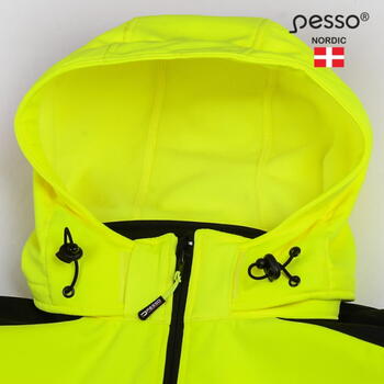 Pesso Palermo hi-vis софтшелл куртка, PALERMOGM, M, желтый/черный, 8000мм, 5000г/м²/24ч, 100% полиэстер, EN ISO 471:2013 класс 2 (PALERMOGM)