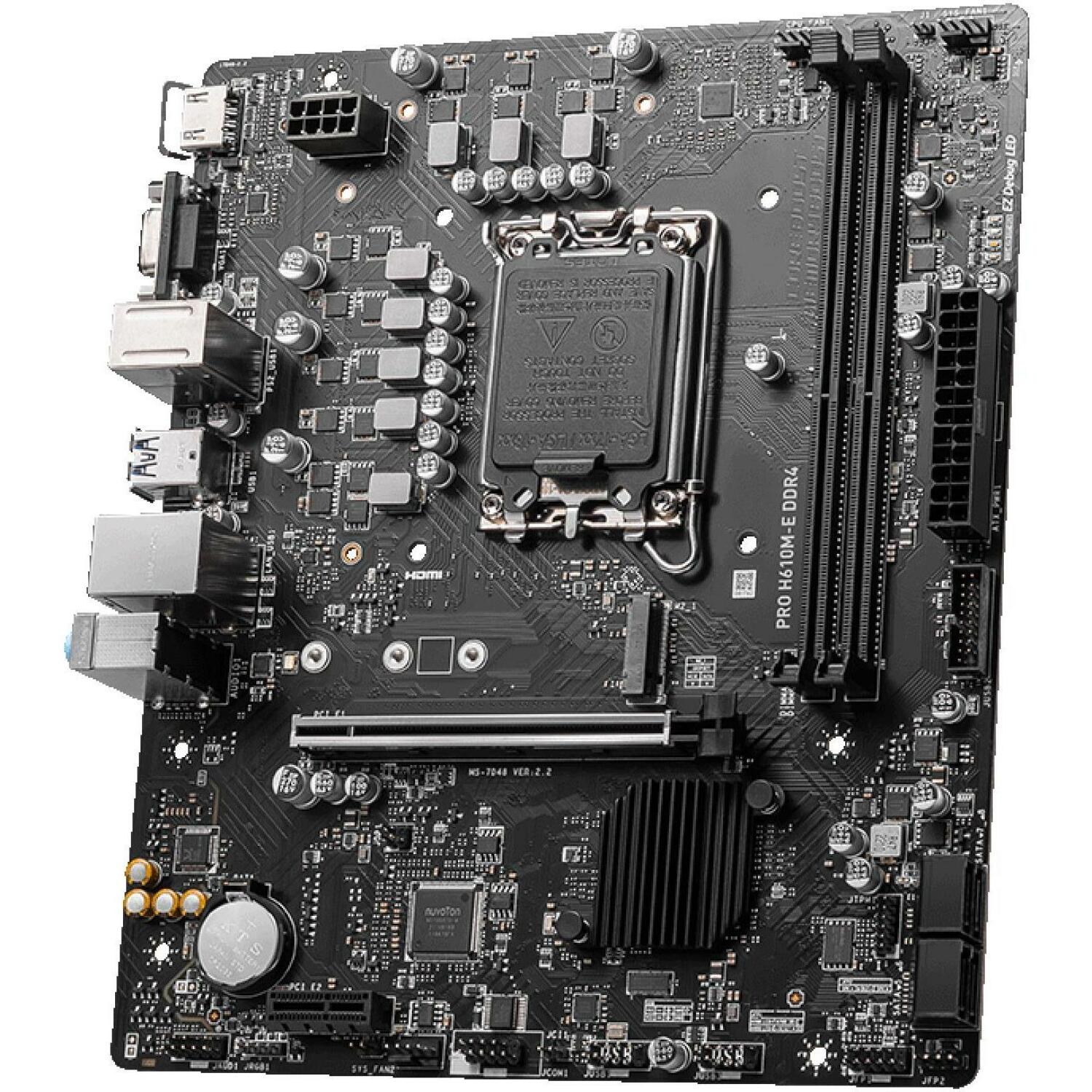Msi Материнская плата PRO H610M-E DDR4, LGA 1700, DDR4 3200 МГц, 2 DIMM, 4 SATA III, 1 M.2, 1 HDMI, 1 VGA, 4 USB 2.0, 2 USB 3.2 (PROH610M-EDDR4)