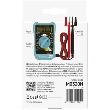 Emos Мультиметр MD-110 M0320N, 2000 µA – 200 mA, 200 mV – 300 V, 200 – 300 V, 200 Ohm – 2 MOhm, 3,5 цифровой дисплей, тест диодов (M0320N)